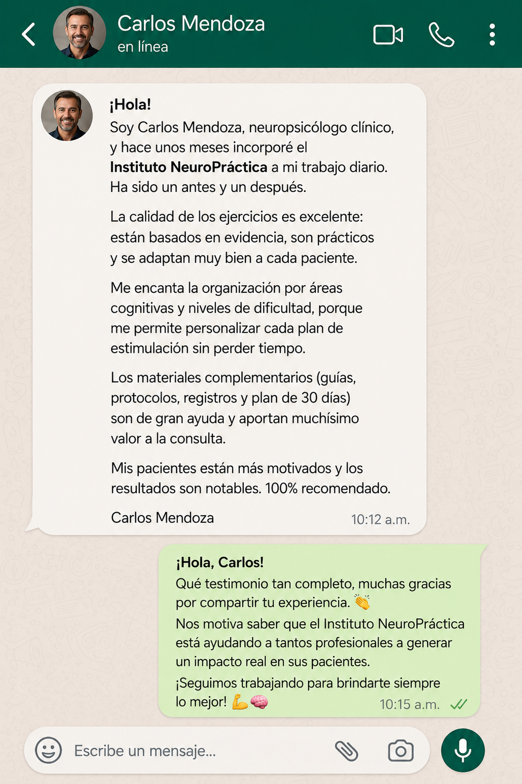 Feedback Carlos Mendoza